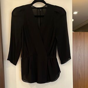 Aritzia Black Wrap Blouse